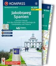 Cover von KOMPASS Wanderführer Jakobsweg Spanien, Camino Francés. Von den Pyrenäen nach Santiago de Compostela und Fisterra, 46 Etappen mit Extra-Tourenkarte
