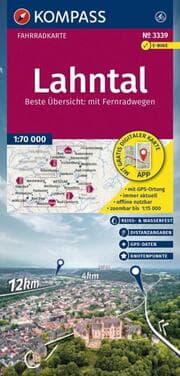 Cover von KOMPASS Fahrradkarte 3339 Lahntal mit Knotenpunkten 1:70.000