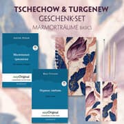 Cover von Tschechow & Turgenew Geschenkset - 2 Bücher (Hardcover mit Audio-Online) + Marmorträume Schreibset Basics