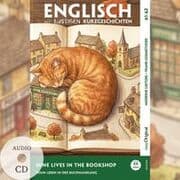 Cover von Englisch lernen mit lustigen Kurzgeschichten (A1-A2) - Nine Lives in the Bookshop (+ Audio-CD)
