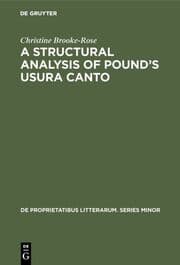 Cover von A Structural Analysis of Pound's Usura Canto