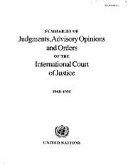 Cover von Summaries of Judgments, Advisory Opinions and Orders of the International Court of Justice 1948-1991