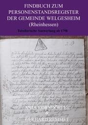 Cover von Findbuch zum Personenstandsregister der Gemeinde Welgesheim/ Rheinhessen