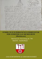 Cover von Findbuch zum Personenstandsregister der Gemeinde Gau-Bickelheim/Rheinhessen