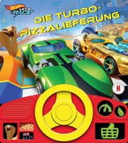 Cover von Hot Wheels Let's Race - Die Turbo-Pizzalieferung - Soundbuch - Pappbilderbuch mit beweglichem Lenkrad und 8 spannenden Geräuschen für Kinder ab 3 Jahren
