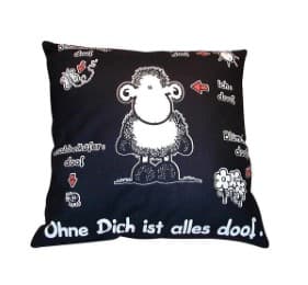 Cover von Baumwollkissen 'Ohne Dich ist alles doof!' schwarz