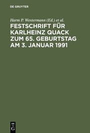 Cover von Festschrift für Karlheinz Quack zum 65.Geburtstag am 3.Januar 1991