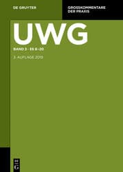 Cover von UWG 3: §§ 8-20/§ 23 GeschGehG - Register