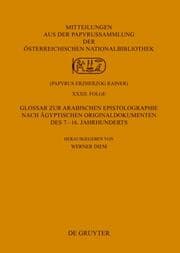 Cover von Glossar zur arabischen Epistolographie nach ägyptischen Originaldokumenten des 7.-16. Jahrhunderts