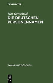 Cover von Die deutschen Personennamen
