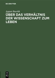 Cover von Über das Verhältnis der Wissenschaft zum Leben