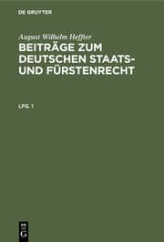 Cover von Beiträge zum deutschen Staats- und Fürstenrecht