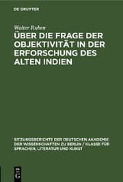 Cover von Über die Frage der Objektivität in der Erforschung des Alten Indien