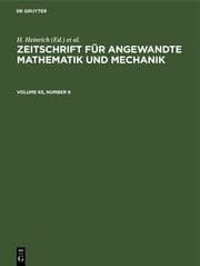Cover von Zeitschrift für Angewandte Mathematik und Mechanik. Volume 65, Number 6