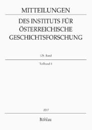 Cover von Mitteilungen des Instituts für Österreichische Geschichtsforschung. 125. Band, Teilband 1 (2017)