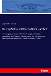 Cover von List of the Writings of William Hazlitt and Leigh Hunt