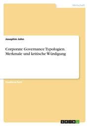 Cover von Corporate Governance Typologien. Merkmale und kritische Würdigung