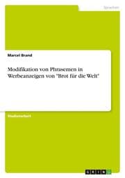 Cover von Modifikation von Phrasemen in Werbeanzeigen von 'Brot für die Welt'