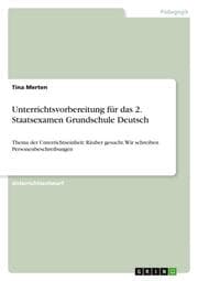 Cover von Unterrichtsvorbereitung für das 2. Staatsexamen Grundschule Deutsch