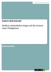 Cover von Einfluss mütterlicher Angst auf die Genese einer Frühgeburt