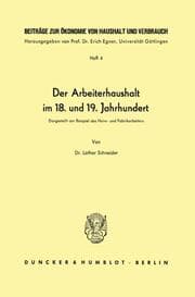 Cover von Der Arbeiterhaushalt im 18.und 19.Jahrhundert.