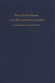 Cover von Neuere Entwicklungen in den Wirtschaftswissenschaften.