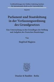 Cover von Parlament und Staatsleitung in der Verfassungsordnung des Grundgesetzes.