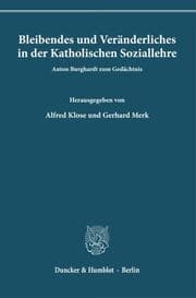 Cover von Bleibendes und Veränderliches in der Katholischen Soziallehre.