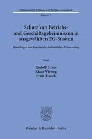 Cover von Schutz von Betriebs- und Geschäftsgeheimnissen in ausgewählten EG-Staaten.