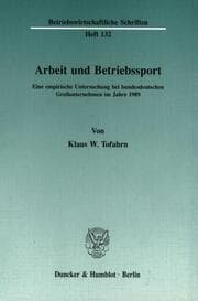 Cover von Arbeit und Betriebssport.