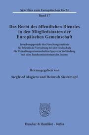 Cover von Das Recht des öffentlichen Dienstes in den Mitgliedstaaten der Europäischen Gemeinschaft.