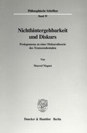 Cover von Nichthintergehbarkeit und Diskurs.