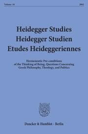 Cover von Heidegger Studies - Heidegger Studien - Etudes Heideggeriennes.