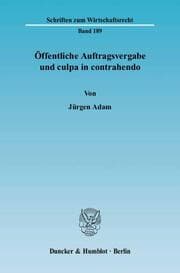 Cover von Öffentliche Auftragsvergabe und culpa in contrahendo