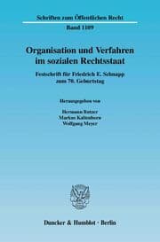 Cover von Organisation und Verfahren im sozialen Rechtsstaat