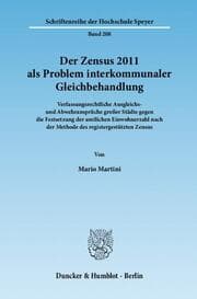 Cover von Der Zensus 2011 als Problem interkommunaler Gleichbehandlung