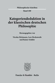 Cover von Kategoriendeduktion in der klassischen deutschen Philosophie.