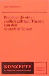 Cover von Propädeutik einer endlich gültigen Theorie von den deutschen Versen