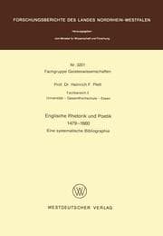 Cover von Englische Rhetorik und Poetik 1479 - 1660