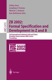 Cover von ZB 2002: Formal Specification and Development in Z and B