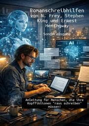 Cover von Romanschreibhilfen von N. Frey, Stephen King und Ernest Hemingway