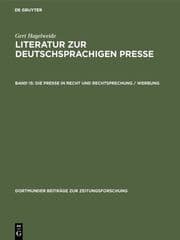 Cover von Die Presse in Recht und Rechtsprechung / Werbung