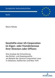 Cover von Geschäfte einer US-Corporation im Eigen- oder Fremdinteresse ihrer Directors oder Officers