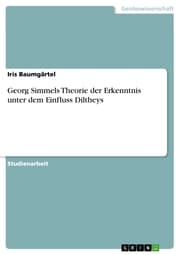 Cover von Georg Simmels Theorie der Erkenntnis unter dem Einfluss Diltheys