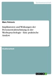 Cover von Implikatoren und Wirkungen der Personenwahrnehmung in der Werbepsychologie - Eine praktische Analyse
