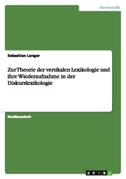 Cover von Zur Theorie der vertikalen Lexikologie und ihre Wiederaufnahme in der Diskurslexikologie