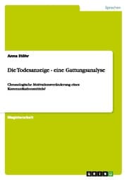 Cover von Die Todesanzeige - eine Gattungsanalyse
