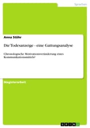 Cover von Die Todesanzeige - eine Gattungsanalyse