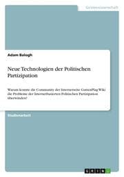 Cover von Neue Technologien der Politischen Partizipation