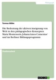 Cover von Die Bedeutung der aktiven Aneignung von Welt in den pädagogischen Konzepten Maria Montessoris, Johann Amos Comenius' und im Berliner Bildungsprogramm